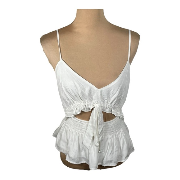 SHE + SKY Miami Beach Tank White Sleeveless Tie-Front Top NWT Medium - Picture 1 of 9